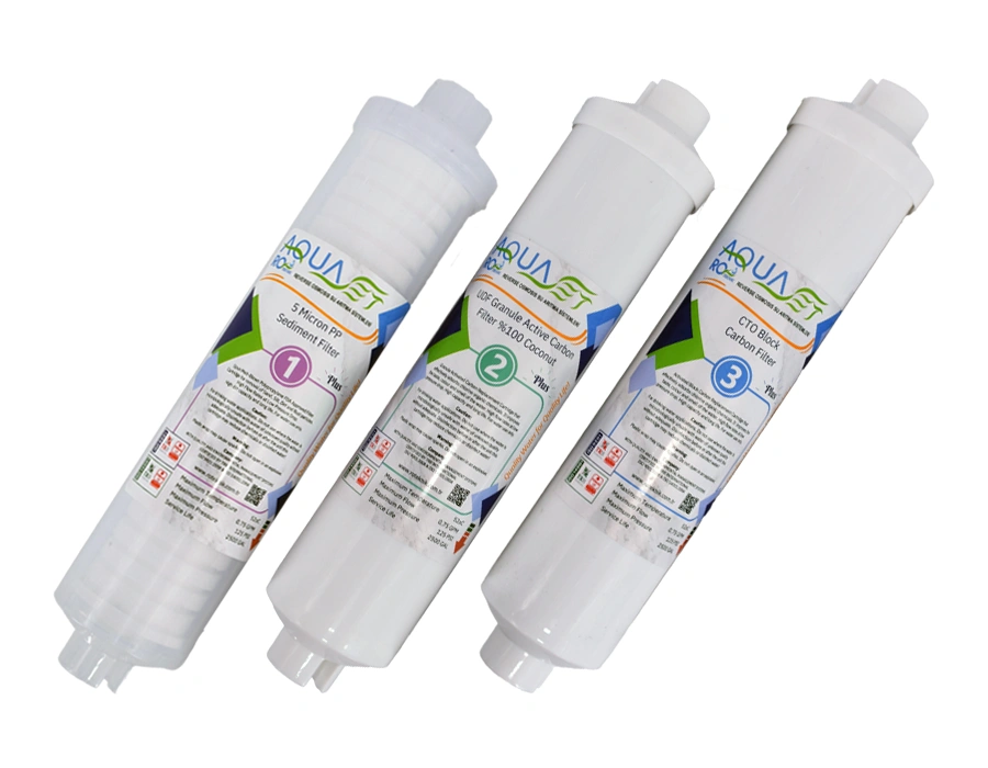 AQUASET 12" Inline Plus Üçlü Filtre Seti AQUASET 12" Inline Plus Üçlü Filtre Seti
